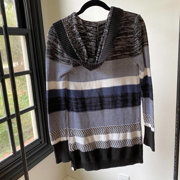 ROXY Stripe Knit Open Duster Hooded Cardigan sz S - Picture 2 of 8